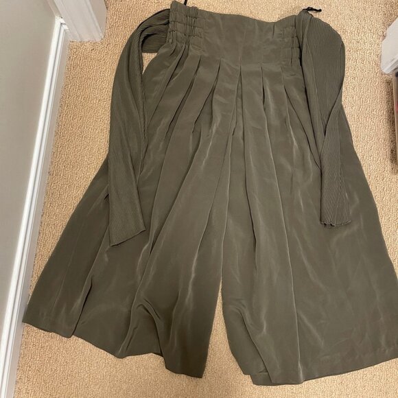 Vintage Wide-Leg Tie Pants Green – S - Picture 11 of 13